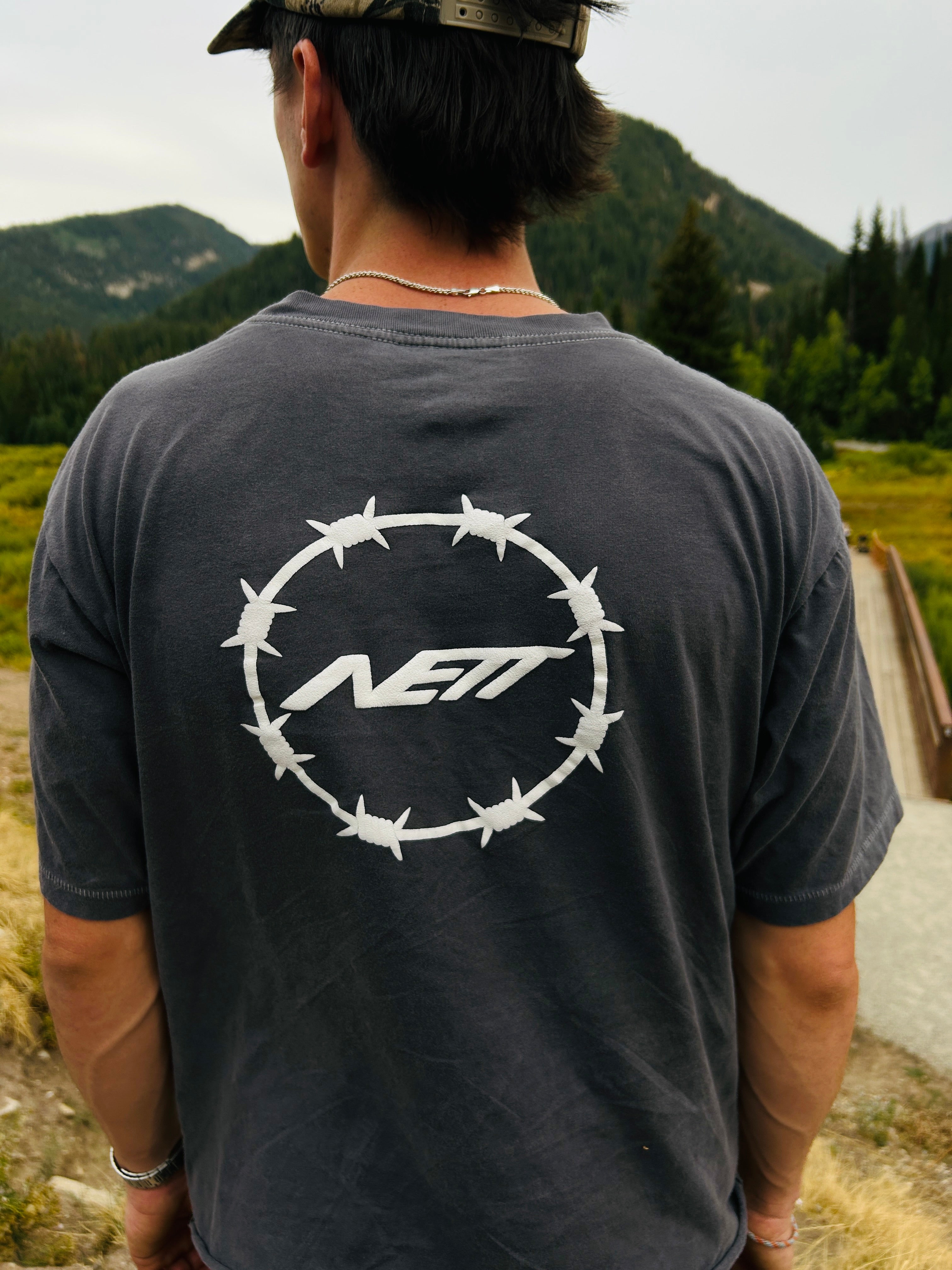Grey Short Sleeve Barbed Graphic