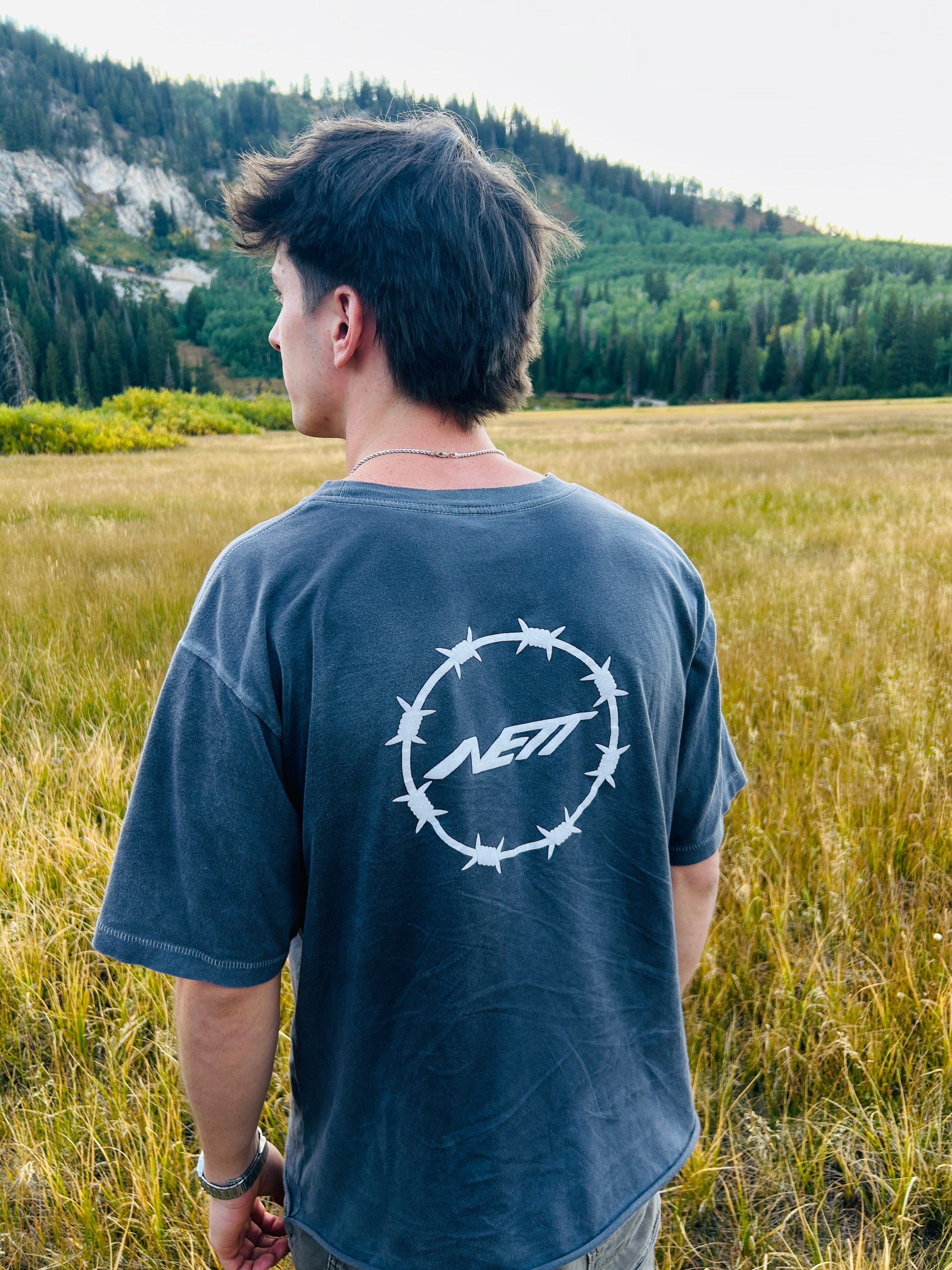 Grey Short Sleeve Barbed Graphic